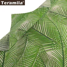 Teramila Зеленый завод хлопок льняная ткань швейная ткань Tissu ручной работы скатерть подушка сумка занавеска Подушка Анкара холст ткань