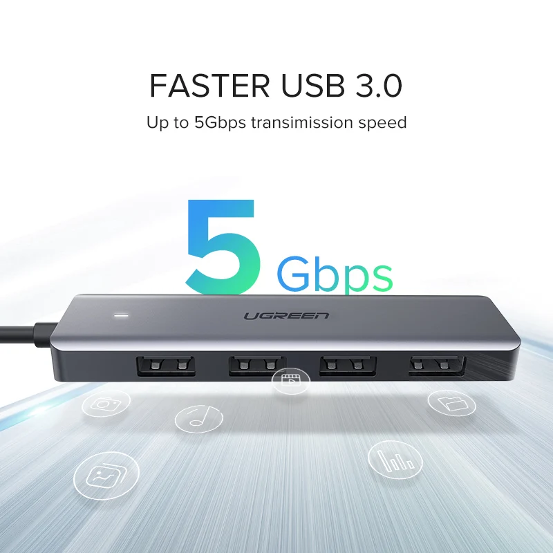Цена Ugreen font b USB b font 3,0 концентратор многопортовый font b usb b font адаптер 3 USB3.0 Порты и разъёмы с микро зарядка для MacBook, Surface Pro 6 ПК Компьютерные аксессуары font b USB b font HUB