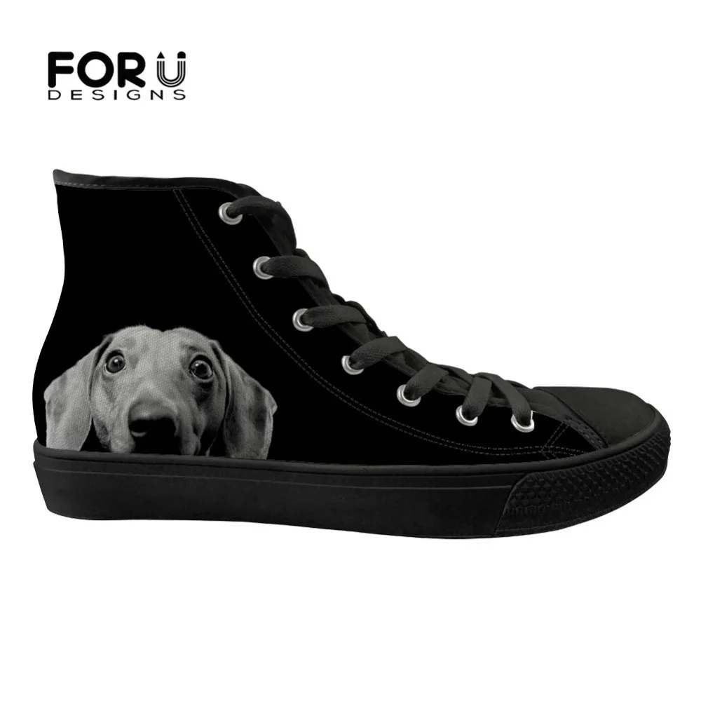 

FORUDESIGNS Women Shoes Cute Animal Dachshund Dog Prints Flats Ladies High Top Canvas Shoes Woman Breathable Zapatos Mujer 2019