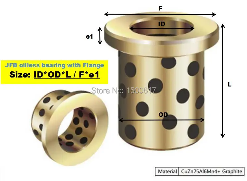 JFB202525 / 2025F (Размер: 20*30*25/40*5 мм) Фланцевая твердая смазка безмасляный графит латунь