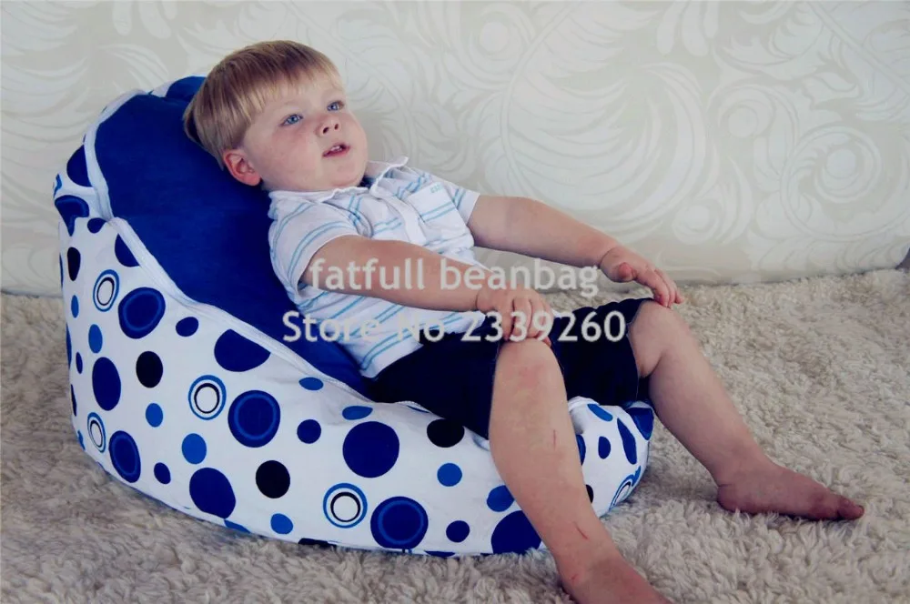 Blue Coffee Baby Bean Bag Cover Soft Snuggle Bed with Harness Strap No Fillings 