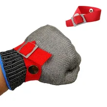 Защитные перчатки с пряжкой, 5 шт./партия, устойчивые к порезам, красные перчатки, нержавеющая стальная металлическая сетка, мясник, размер M