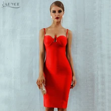 Adyce 2018 Nova Verão Mulheres Bandage Vestido Vermelho Preto Sexy Decote Em V Sem Mangas Oco Out Clube Celebridade Vestido de Festa de Luxo vestidos