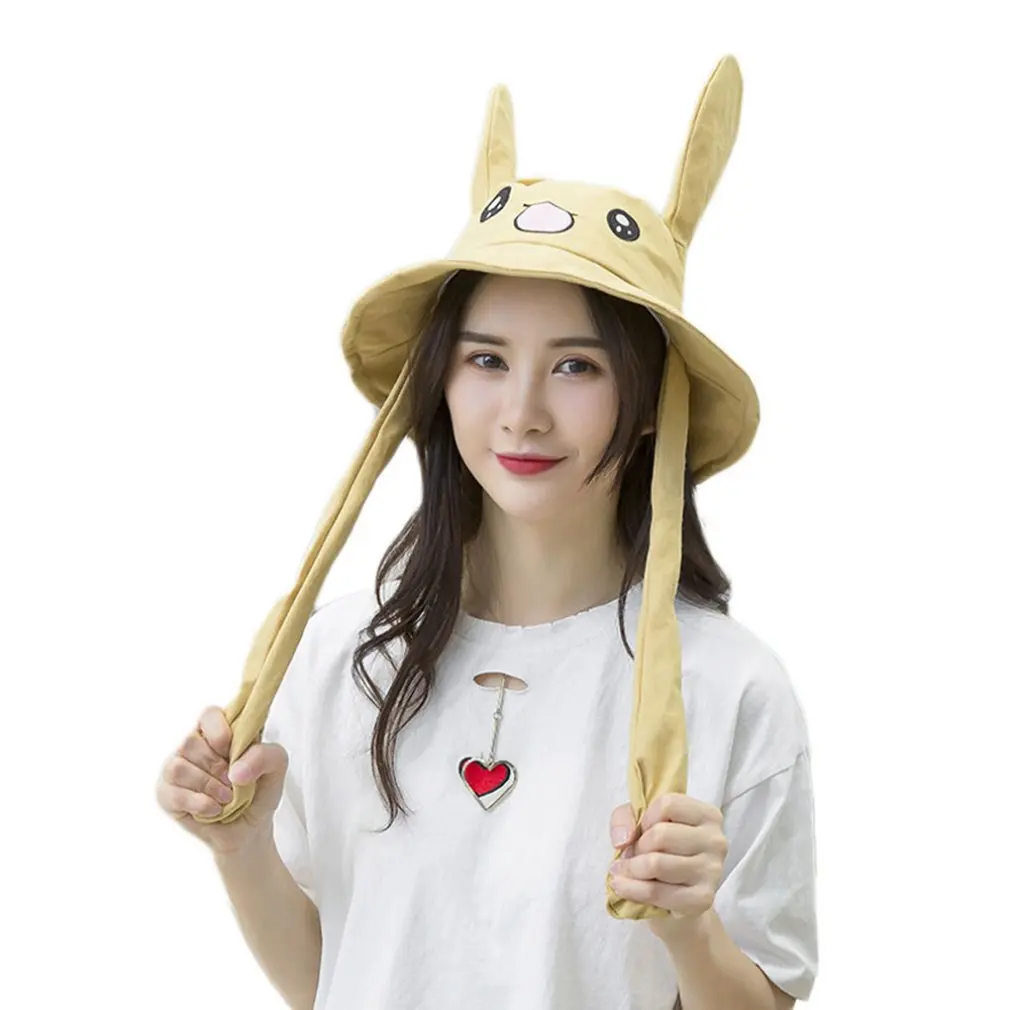 

Toy Hat Pinch Long Ears Moving Hat Plush Rabbit Ears Hat Funny Hat Airbag Cap Velvet Unisex