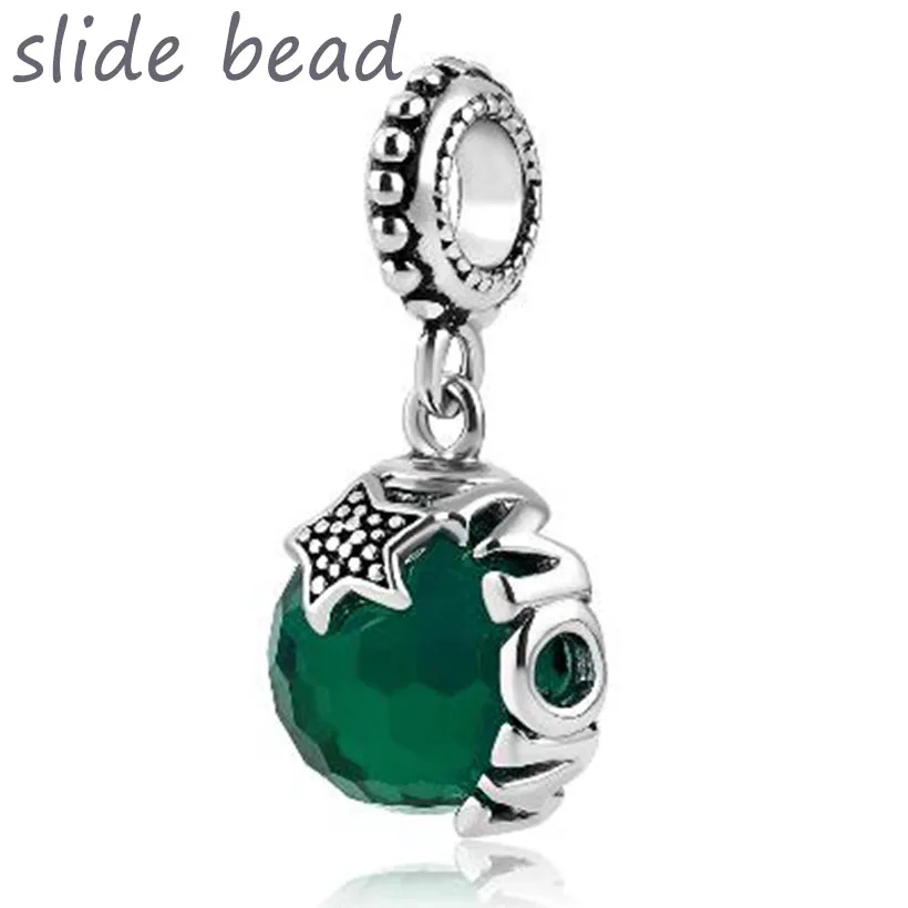 Fit Pandora Charm Bracciali Collana Mamma Placcato Light Gree Swarovski Elements Ball Stopper Beads