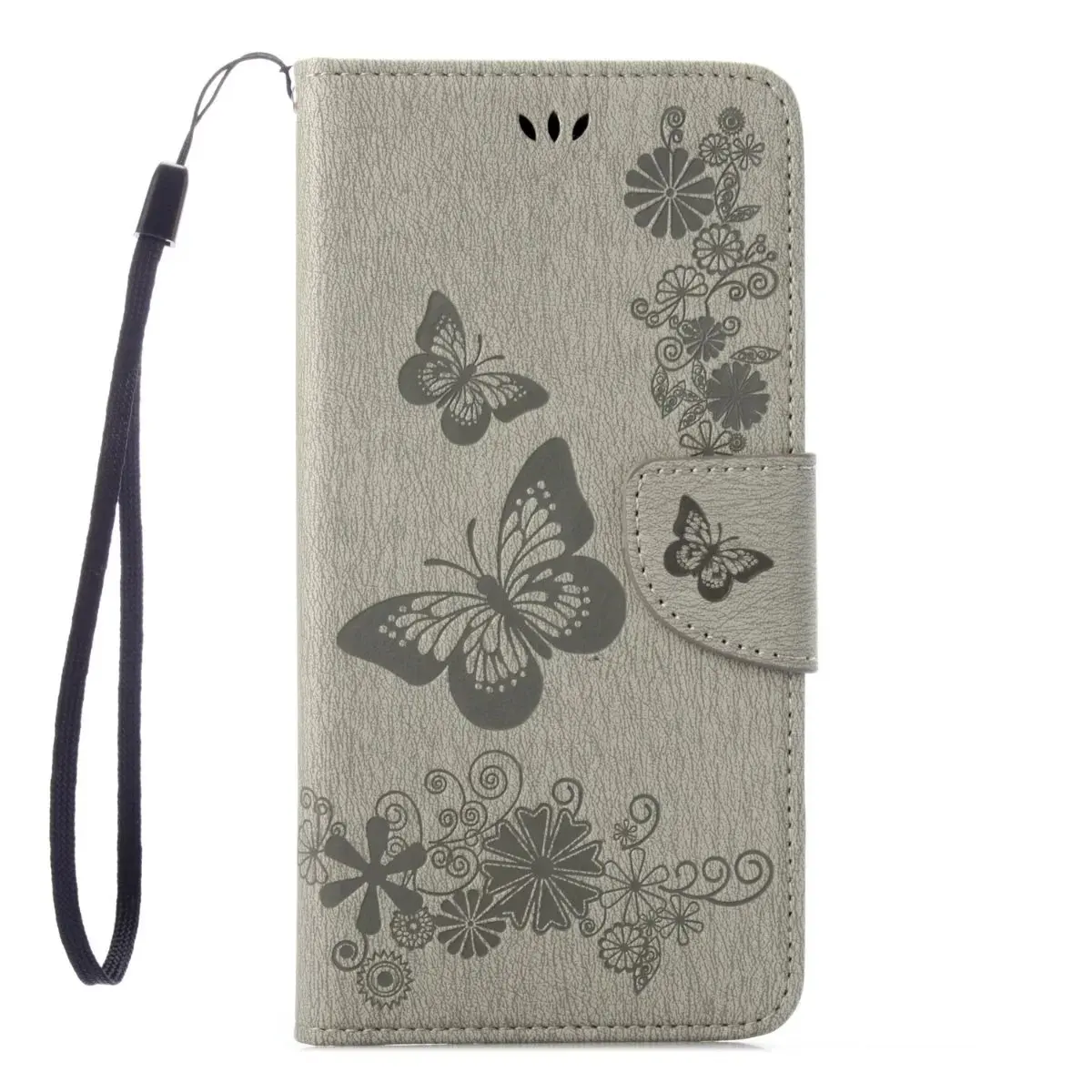 Модный чехол-кошелек с бабочкой для coque wiko jerry, чехол для funda wiko Jerry, силиконовый чехол стойка, держатель для карт - Цвет: gray