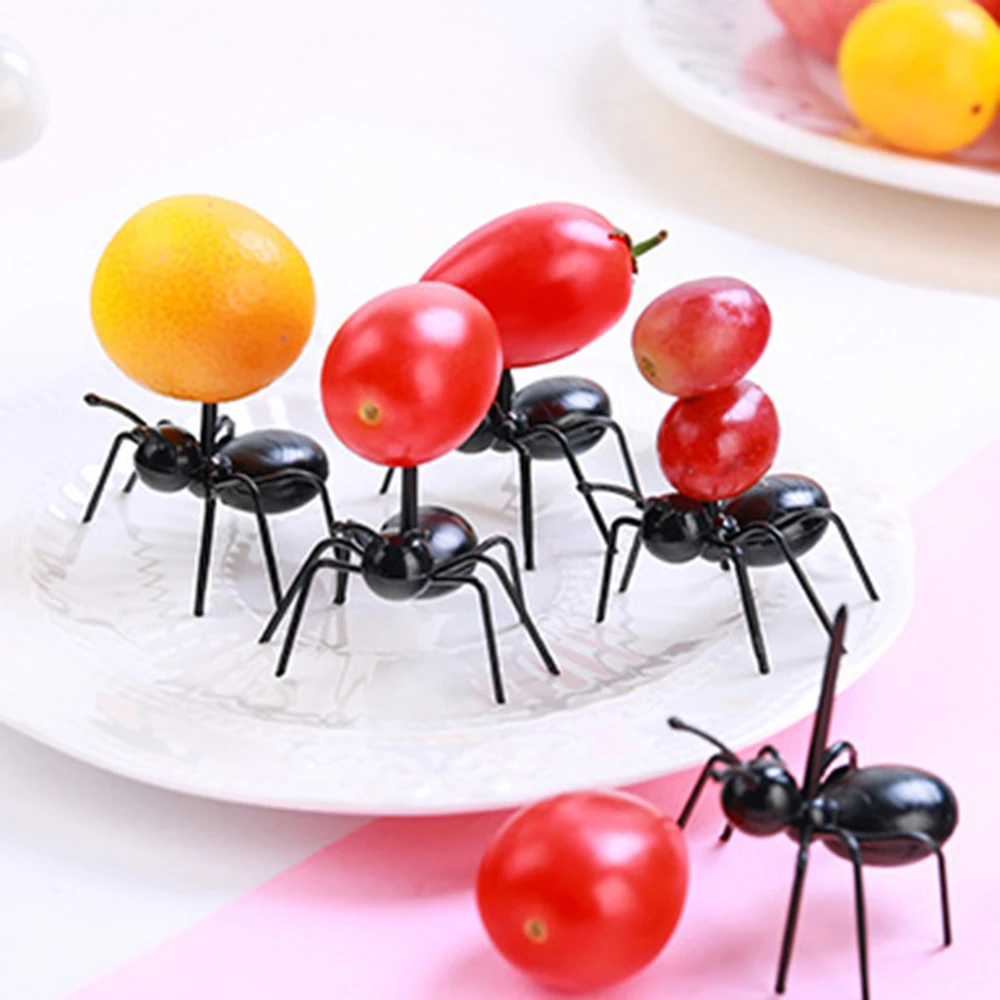 12 шт./компл. мини-вилка для фруктов в форме муравья столовые приборы Пластик Десертные Вилки для торта Еда Палочки посуда для вечерние украшения Кухня аксессуары