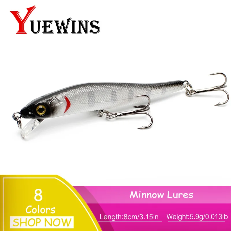 

YUEWINS Minnow Fishing Lure Hard Bait isca artificia 3D Eye 8cm 5.9g Wobbler Crankbait Bass Trolling Bait Fishing Tackle TP1098