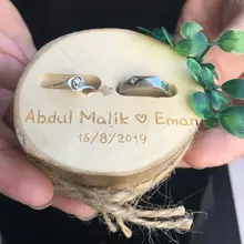 На заказ новая деревянная коробочка для кольца персонализированные Жених невесты обручальное кольцо шкатулка из дерева в деревенском стиле кольцо держатель вечерние подарки