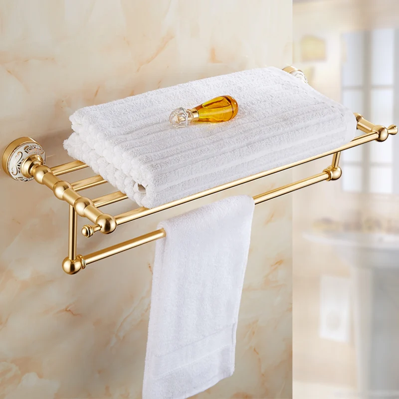 60 см отель банное полотенце алюминиевый держатель Винтаж, золотые антикварные вешалка для полотенец для ванной полка, ретро двойной