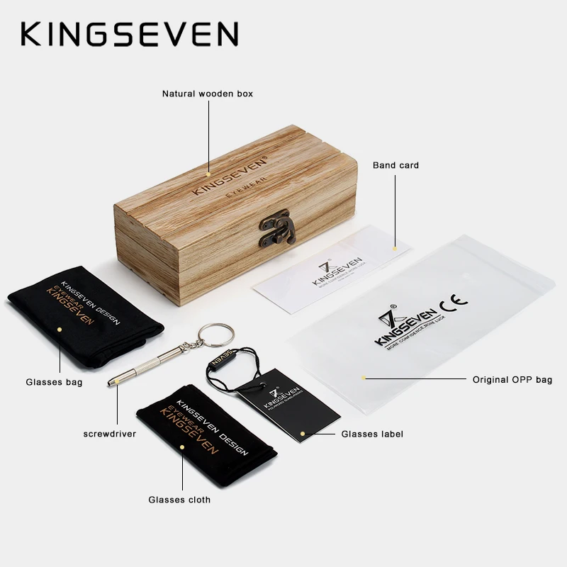 KINGSEVEN, деревянные солнцезащитные очки для мужчин и женщин, квадратные, бамбуковые, женские зеркальные солнцезащитные очки, Oculos de sol Masculino, ручной работы, Деревянный чехол