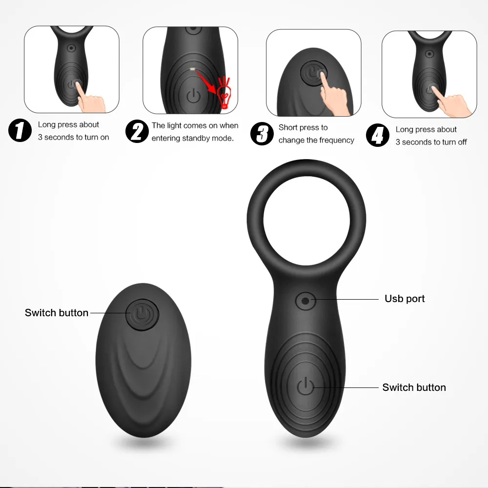 _06Remote Control Male Vibrator Cock Vibrating Ring Clitoris Stimulator Erotic Toy For Couples Penis Erection Ring Sex Toys For Man