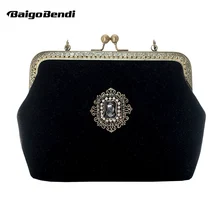 New Retro Ladies Velour Metal Chain Clutch Purses Women's Mini Flap Bride Evening Clutch Crossbody Messenger Bag New Retro Ladies Velour Metal Chain Clutch Purses Women's Mini Flap Bride Evening Clutch Crossbody Messenger Bag
