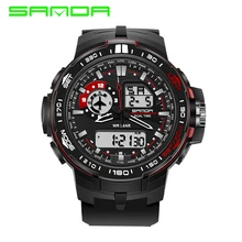 SANDA модные часы мужские водонепроницаемые светодиодный спортивные военные ударопрочные Мужские Аналоговые кварцевые цифровые часы Relogio masculinos