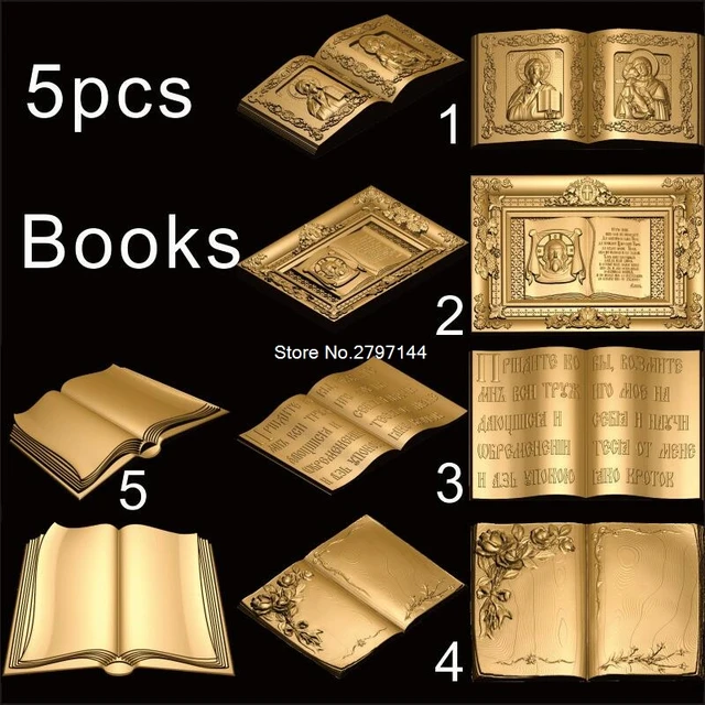 5PCS Book 3d model STL relief for cnc STL format Religious ...