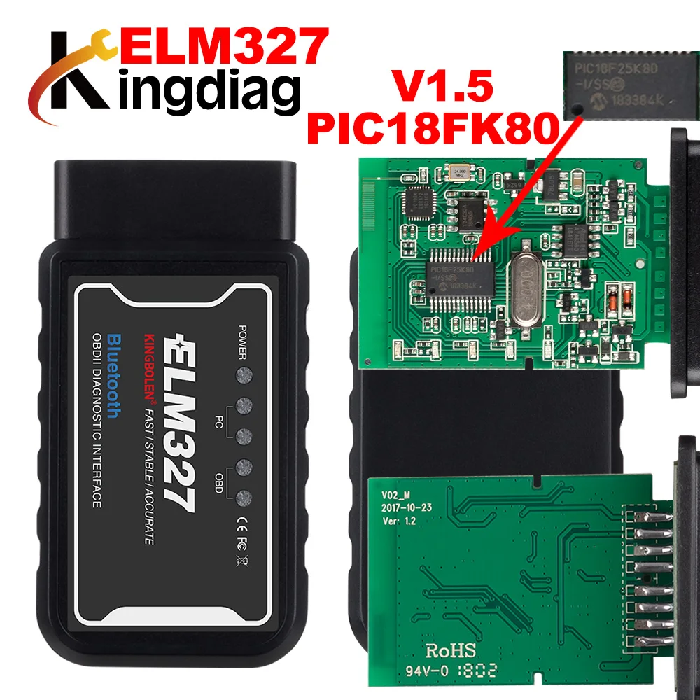 

PIC18F25K80 Chip ELM327 WiFi/Bluetooth V1.5 OBDII Diagnostic Tool For IPhone/Android/PC ELM 327 V 1.5 Auto Scanner Torque OBD 2