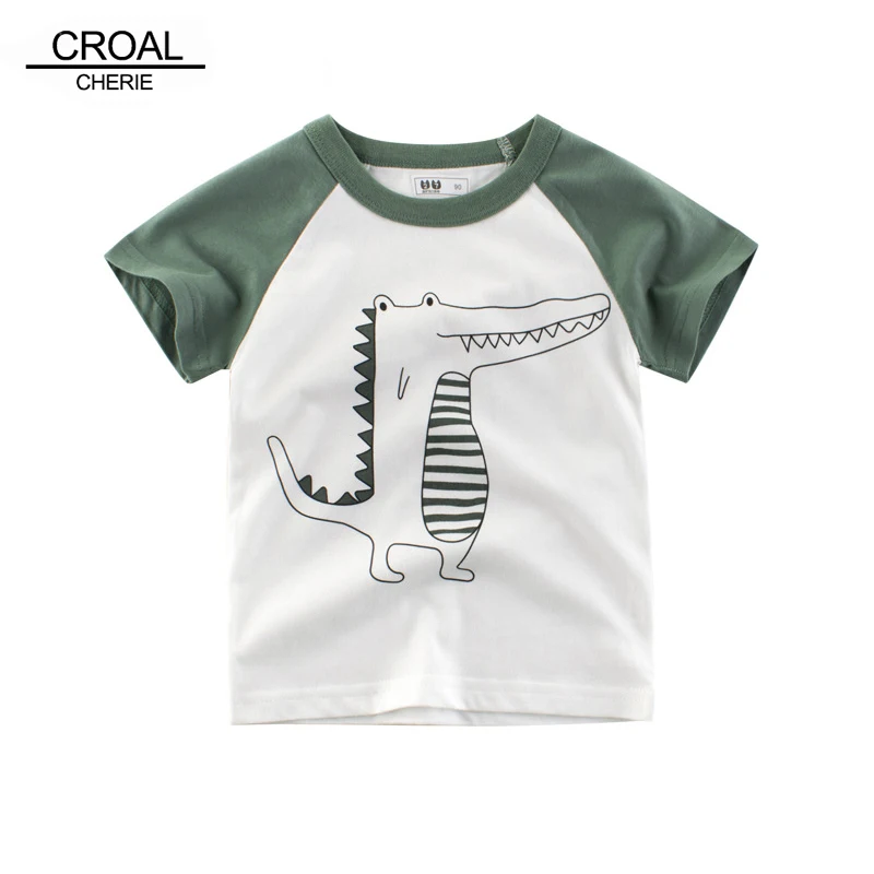 

CROAL CHERIE Baby Boys Clothes Cute Dinosaur Children's Shirts Short Sleeve Boys T-shirt Summer Tops Cotton Baby Girls Clothes