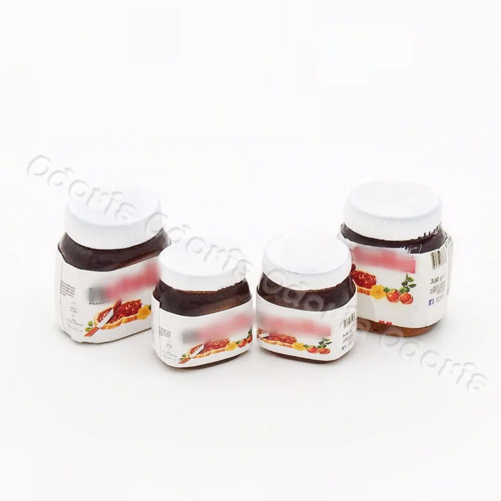 Odoria 1:12 Miniature 4PCS Chocolate Spread Bottles Model 2 Sizes Kitchen Set Dollhouse Accessories Doll House Decoration