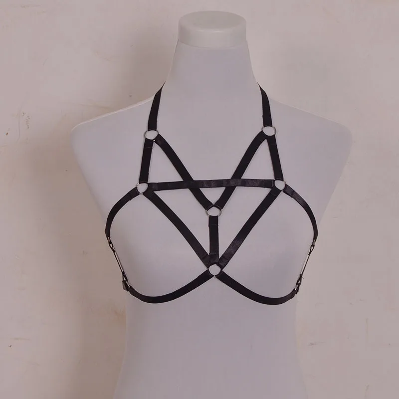 

Geometry Sexy Harness Cage Bra Women Fantasias Gothic Harajuku Sexy Lingerie Summer Style Exotic Apparel Body Harness Cage Bra