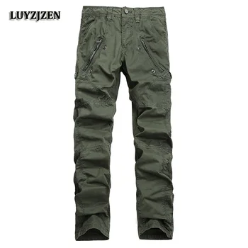

High Quality Men's Fashion Army Style Pant Multi Pockets Cargo Pants Men Solid Color Military Overalls Long Trousers Cool New 48