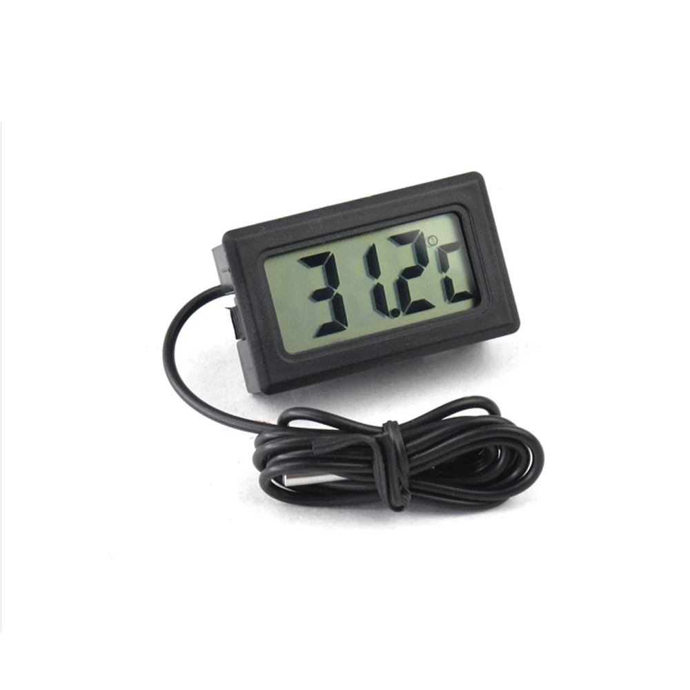 1 шт. мини жк-дисплей инкрустация цифровой термометр датчик для холодильника/аквариум тестер температуры(-50C~ 110C - Цвет: Black 1m Line Probe