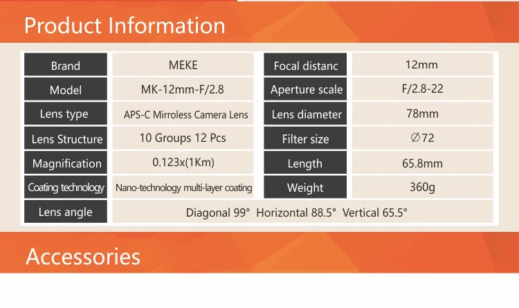 Meike 12 мм f/2,8 широкоугольный объектив с ручным фокусом для Canon EF-M беззеркальная камера с APS-C