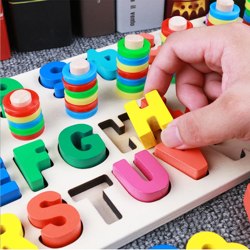 Learning Education Montessori math Toys Count Geometric Shape Cognition Baby Early Teaching Math Toys For Children Toy wood