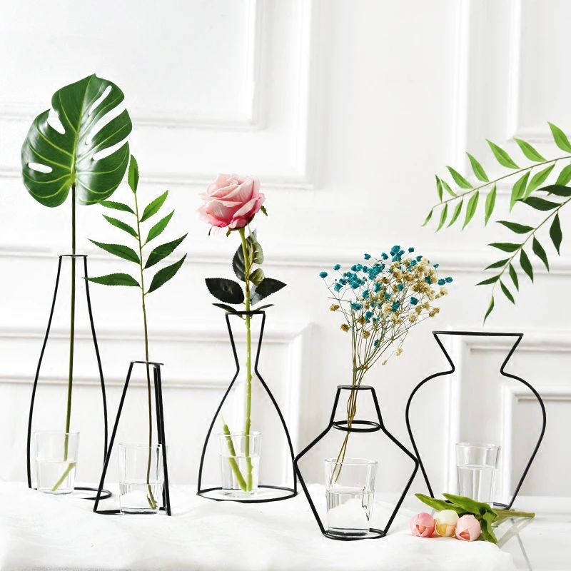 

Nordic Iron Vases for Plants Shelving Flower Vase Garden Modern Creative Vase for New Year Decor Home Decoration Accessories