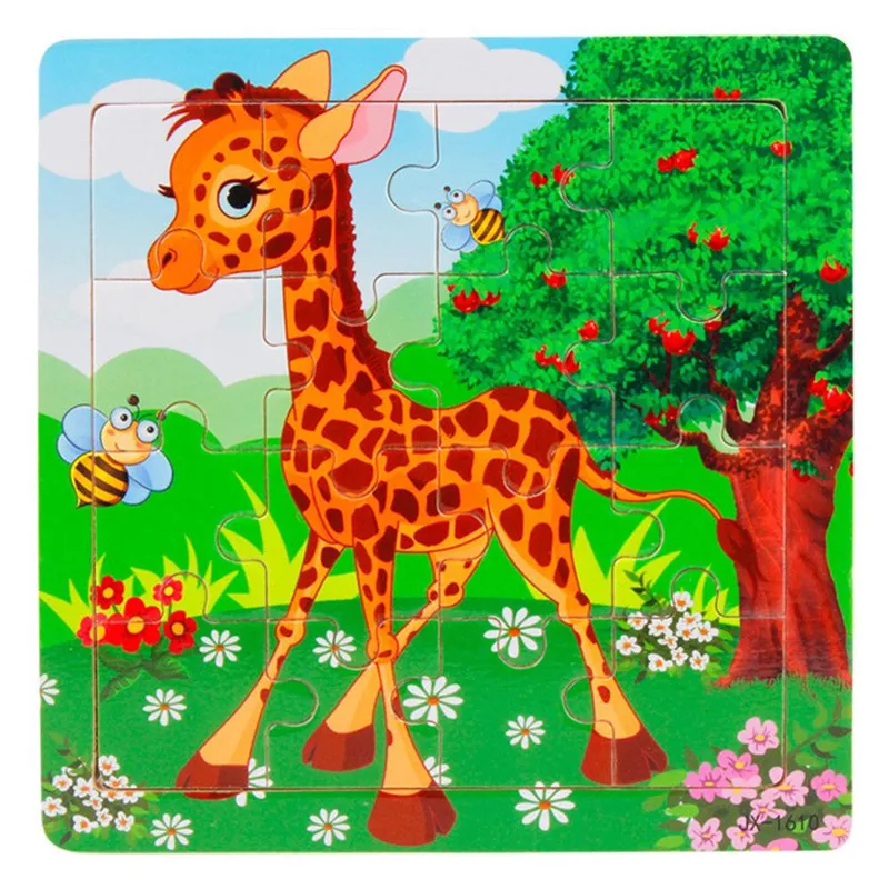 New Wooden Kids Children 16 Piece Jigsaw font b Toys b font Education And Learning Puzzles
