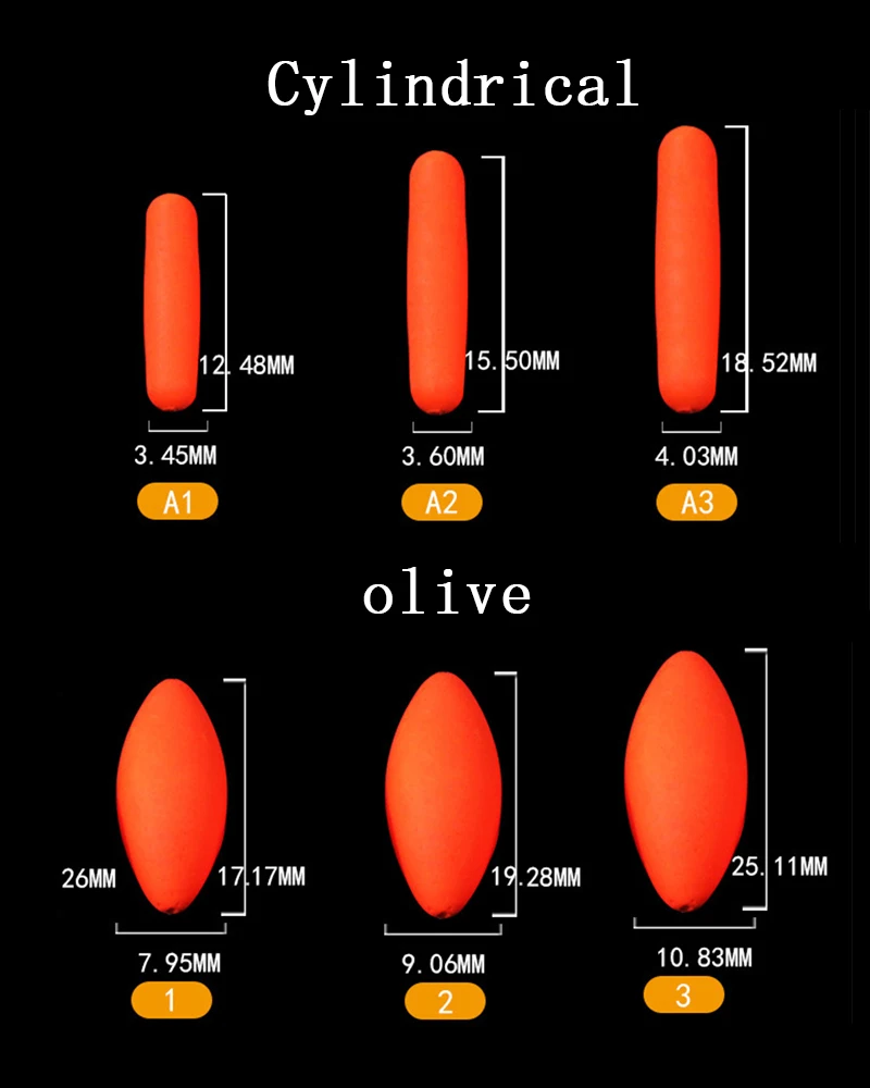2 цвета 2 формы цилиндрический оливковый тип семь звезд плавающий большой средний и маленький размер пены рыболовные снасти поставки
