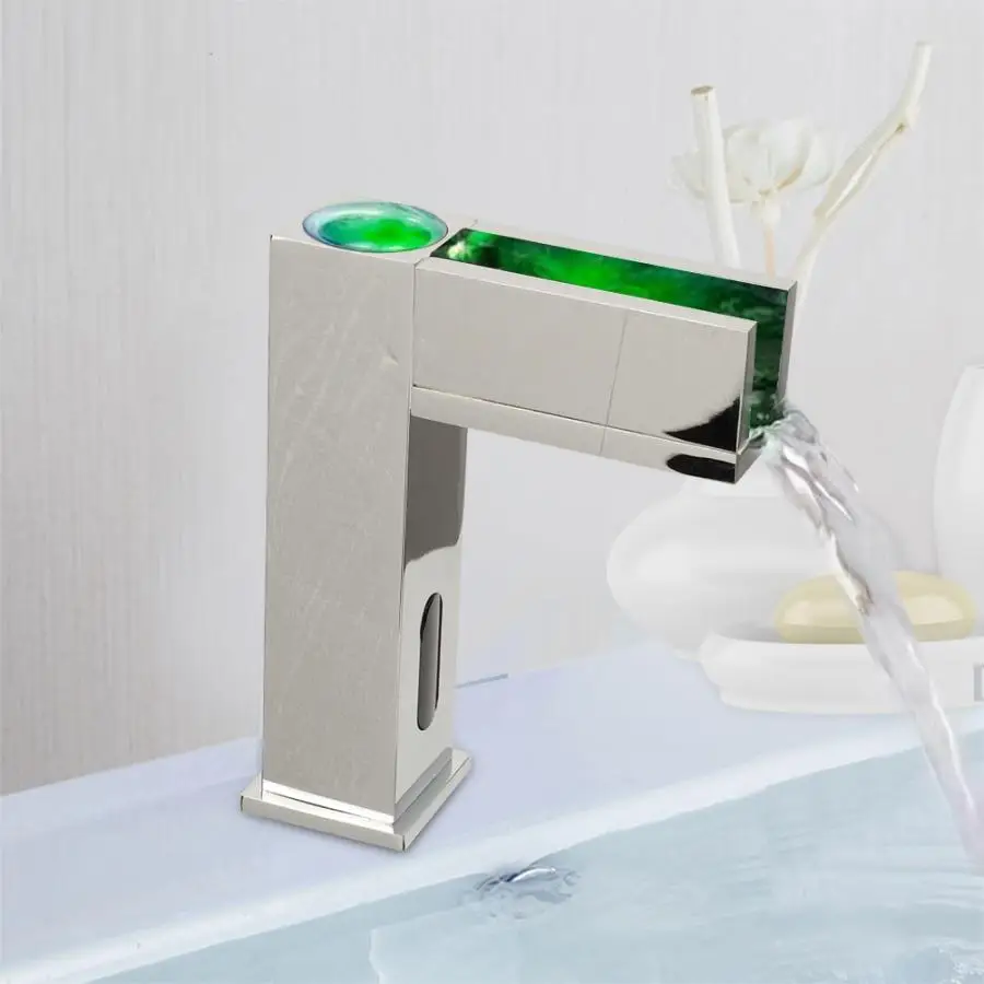 

Automatic Washbasin Faucets 3 Color Sensor LED Light Hot Cold Water Tap G1/2 sink faucet torneira do banheiro