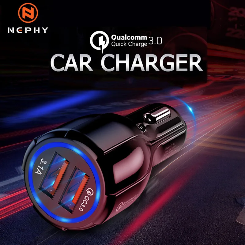 

Quick Charge 3.0 Dual USB Car Charger For iPhone 6 7 8 Plus X XS Max Galaxy Xiaomi Huawei Phone adapter Origin 12v 5v 3.1A Fast