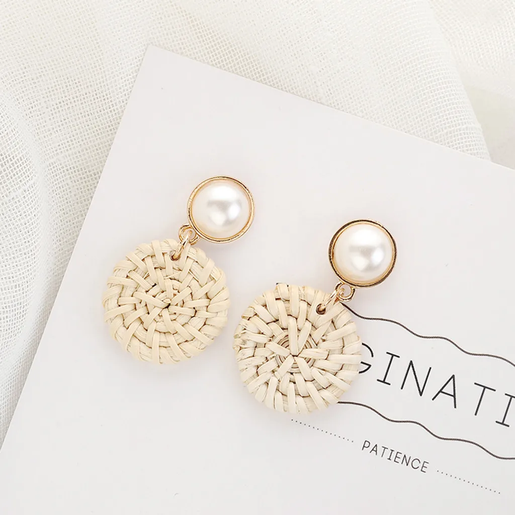 

Zerotime #H5 2019 NEW FASHION Bohemian Retro Style Handmade Pearl Rattan Geometric Gound Ladies jewelry Free Shipping