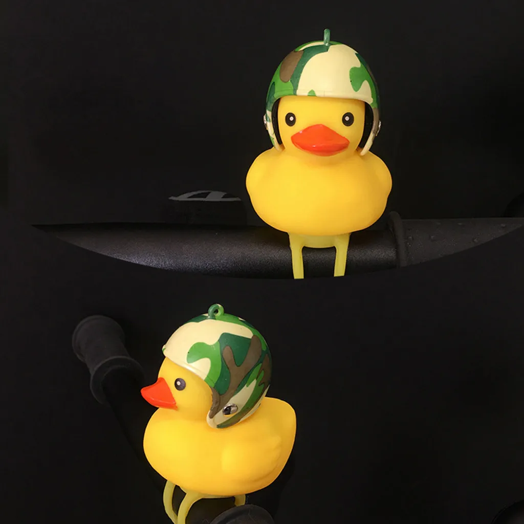 Perfect 1pcs Cartoon Yellow Silica Gel Little Duck Shape Bicycle Bells Shining Mountain Bike Handlebar Duck Head Light New #0621 11