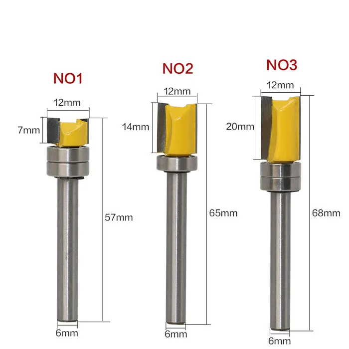 1 шт. 6 мм хвостовик шаблон отделка петля мортизация маршрутизатор бит прямой концевое сверло для обработки древесины триммер очистки заподлицо Tenon резак