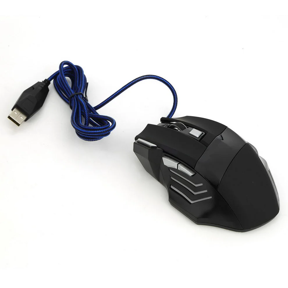 

8pcs Black 1000DPI-5500 DPI 7 Buttons LED USB Optical Wired Gaming Mouse For Pro Gamer