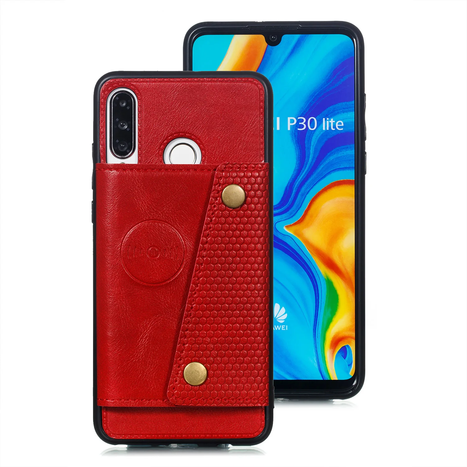 Ударопрочный кошелек чехол для huawei P30 Pro P20 Lite NOVA 5 5i 3e 4e кожаный карман для карт для huawei P30 Lite чехол P30lite - Цвет: Красный