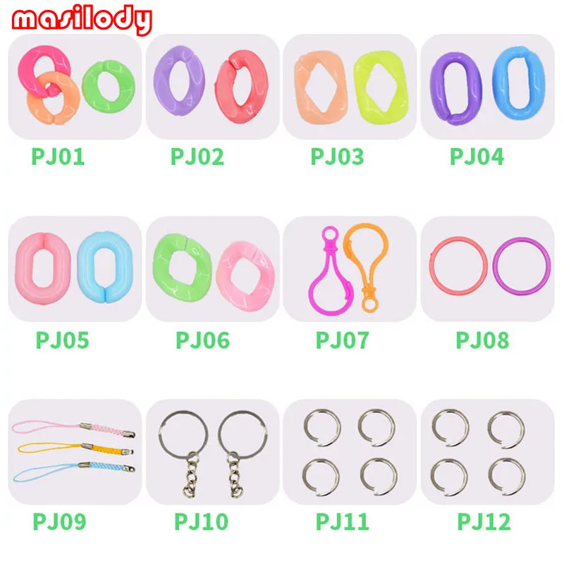 

100pcs/Lot Candy Color Plastic Metal Keychains Bulb buckle Keyrings Lobster Clasp Weave Rope Phone Cell Keychains