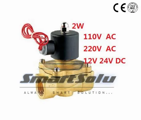

Free Shipping High Quality 2PCS In Lot 12V Voltage Fluid Control 2 Way Brass Solenoid Valve Oil Gas Water G1-1/2''
