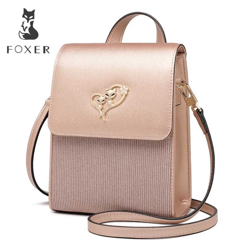 FOXER Brand Lady Cellphone Bags Female Leather Shoulder Bag Girl's MINI Crossbody Bags Women Evening bag Valentine's Day present