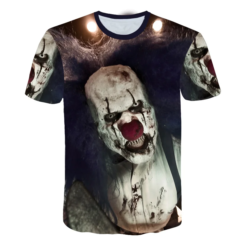 

Summer Clown T-shirt Men Tshirt The Film Printed Clothes Japan Style Terror Ghost Cool 3d T-shirt Anime Mens Clothing Cartoon 3D