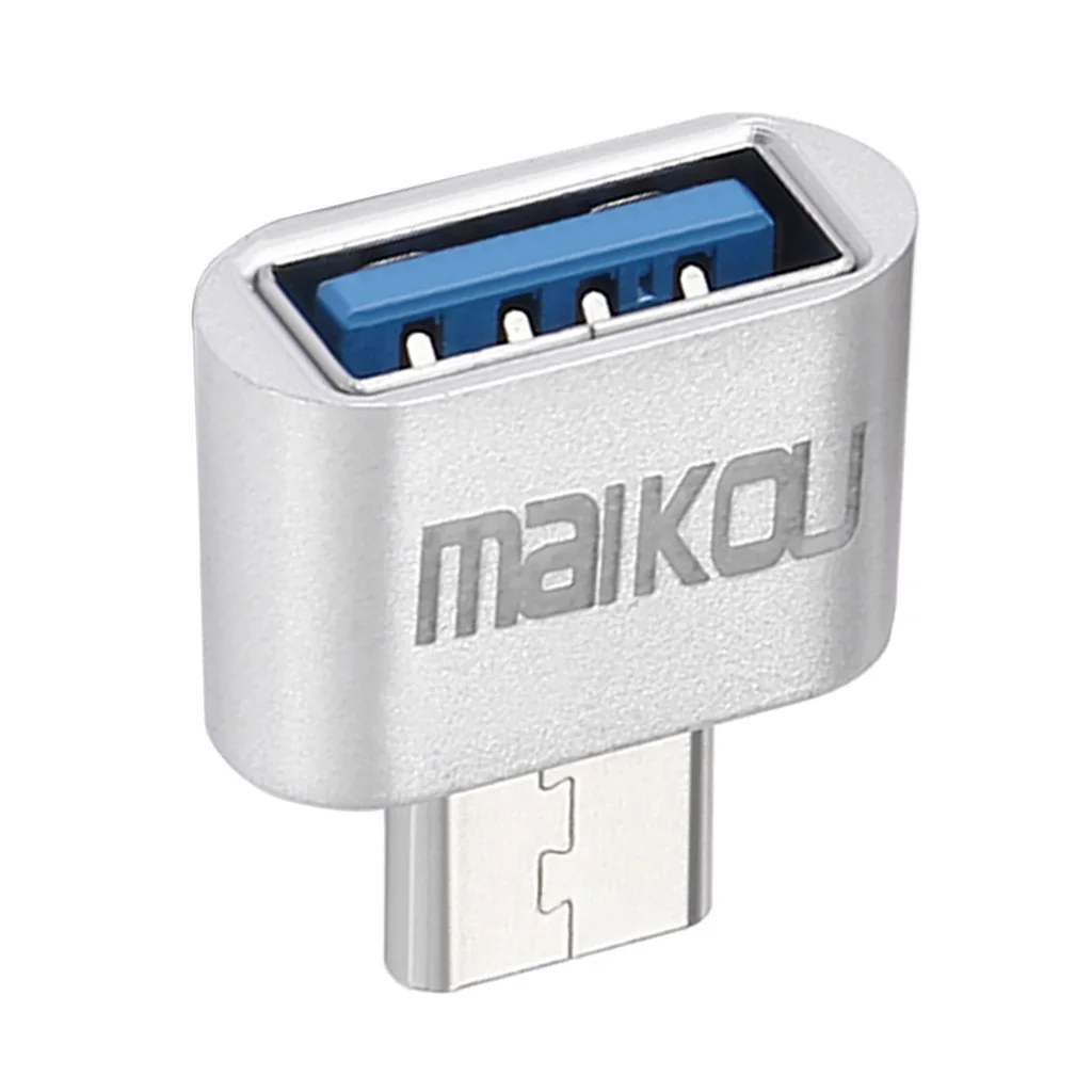 1 Piece Portable USB 3.0 to USB Type C Adapter OTG Connector for All Type-C Devices Silver 19x18x8mm