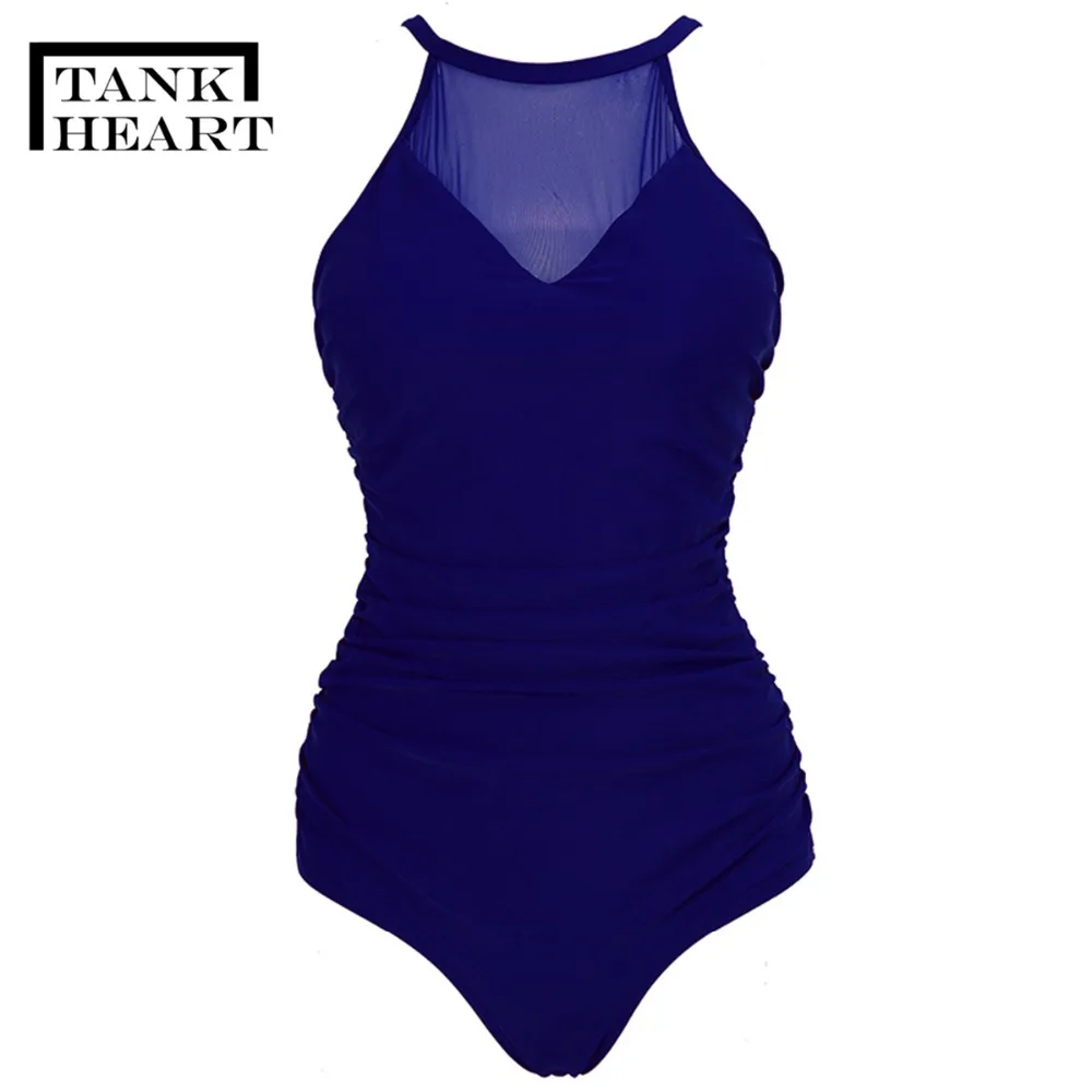 Kaufen Tank Herz Sexy Retro Einteiliges Anzüge Monokini Plus Size Bademode Frauen Ein Stück Badeanzug Badpak Trikini Badeanzug frauen 4XL