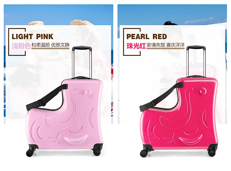 ZYJ Kids Riding Trojanl Luggage Hot Boys Girls Travel Trolley Alloy Children Sitting Rolling Luggage Suitcase Spinner Wheels (20)