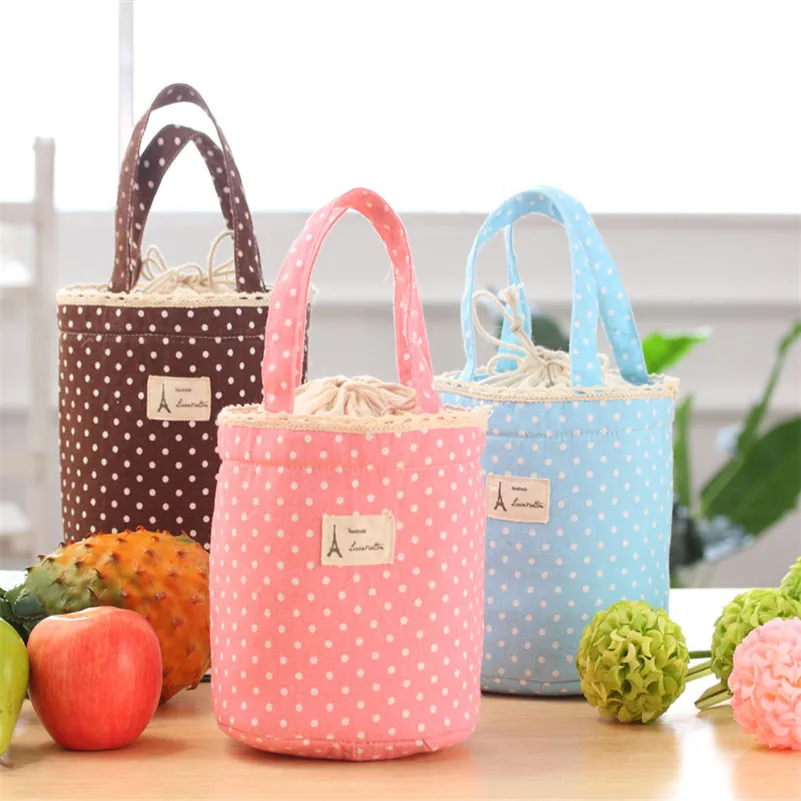 

New Woman Lunch Bag Round Thermal Insulated Lunch Box Cooler Bag Tote Bento Pouch Lunch Container Portable Picnic Tote Pouch