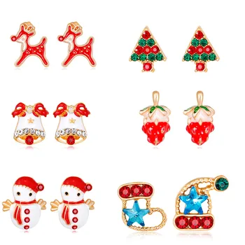 

60pcs/mix promotin New Style Fashion crystal earrings for Christmas Gifts/cute christmas earrings/Stud Earring For Women