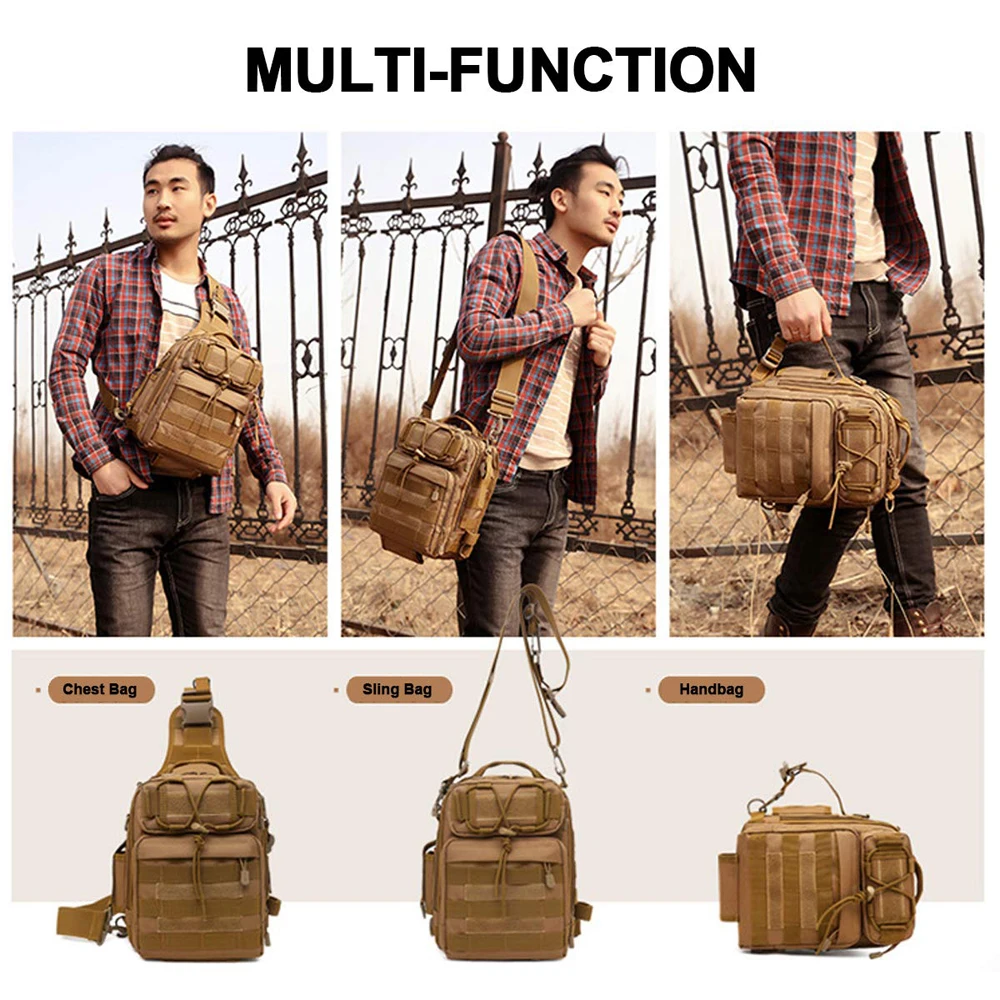CamGo Tactical Sling Bag Water-Resistant Crossbody Chest Pack One Strap Mini Shoulder Backpack for Walking Hiking Traveling Fishing