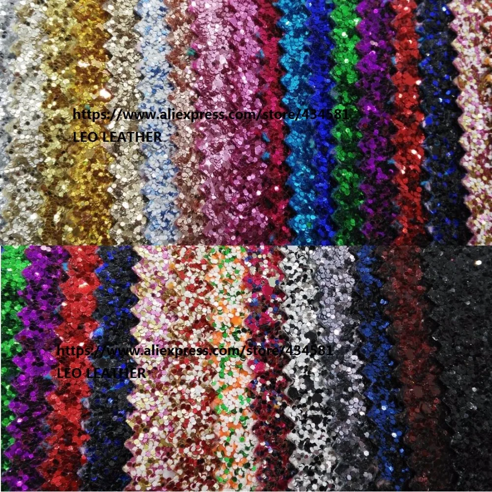 Matching backing Chunky Glitter PU Leather Mixed Color Glitter PU