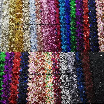 

Matching backing Chunky Glitter PU Leather Mixed Color Glitter PU Leather Fabric Sewing Fabric Fabric for DIY Fabirc P1073