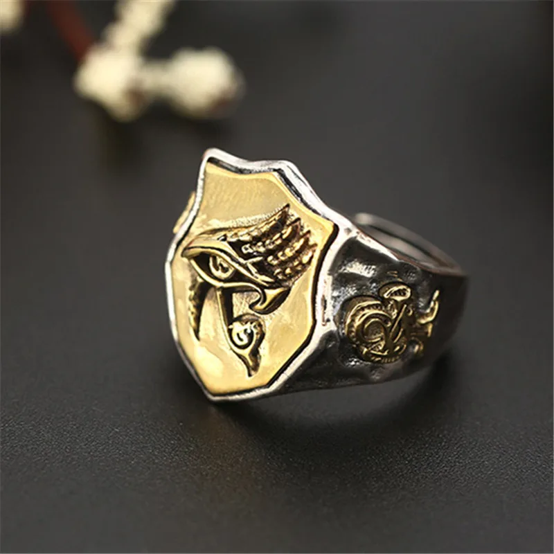 

Vintage Solid Pure Sterling Silver 925 Mens Ring Shield Thai Silver Chunky Ring Fashion Cool Mens 925 Jewelry Free Ring Box Gift